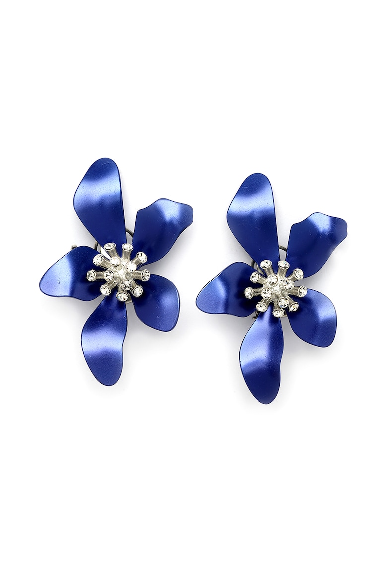 Cercei de aluminiu in forma de floare - Albastru inchis