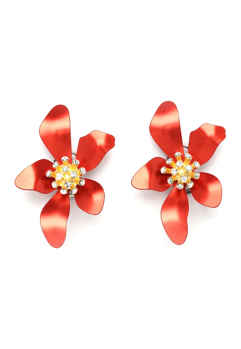 Cercei de aluminiu in forma de floare - Rosu