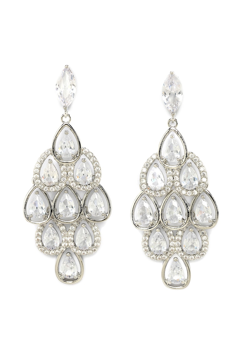 Cercei chandelier drop - Argintiu/Transparent