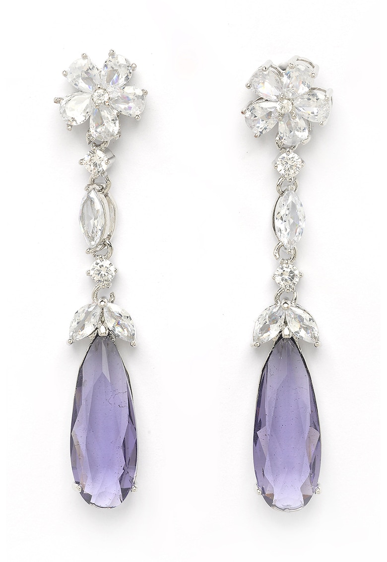 Cercei cu model floral si cristale