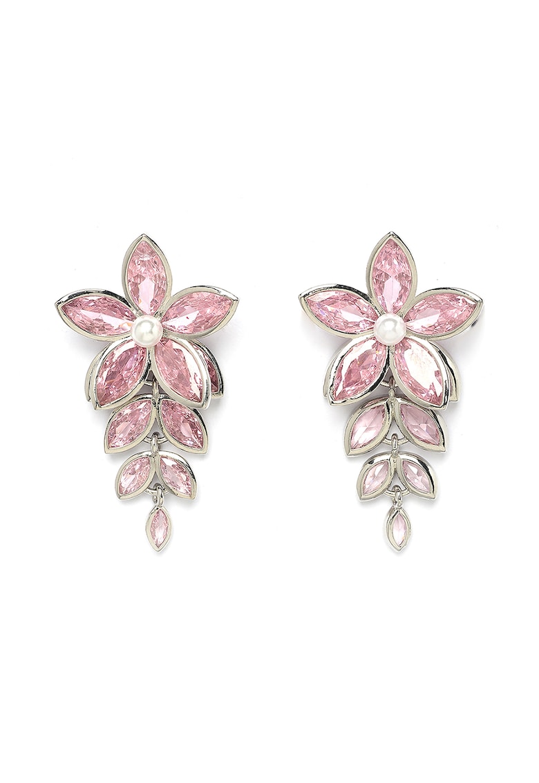 Cercei cu model floral Cascading - Roz deschis/Argintiu