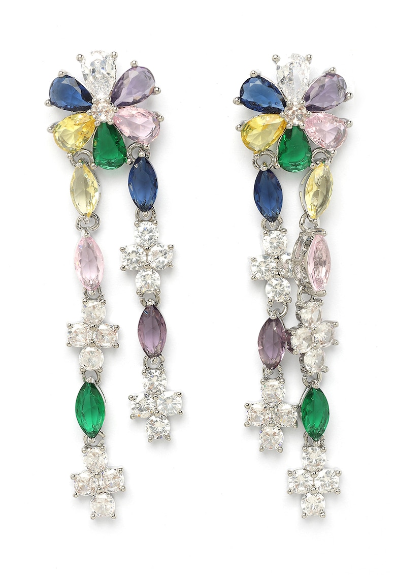 Cercei drop cu cristale multicolore