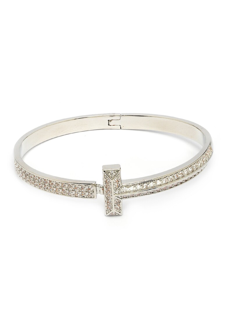 Bratara rigida cu cristal T-Bar - Argintiu/Transparent