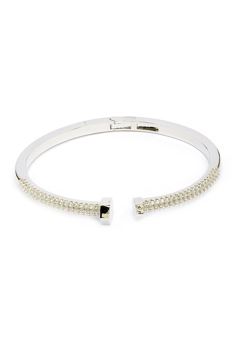 Bratara rigida cu cristal - Argintiu/Transparent
