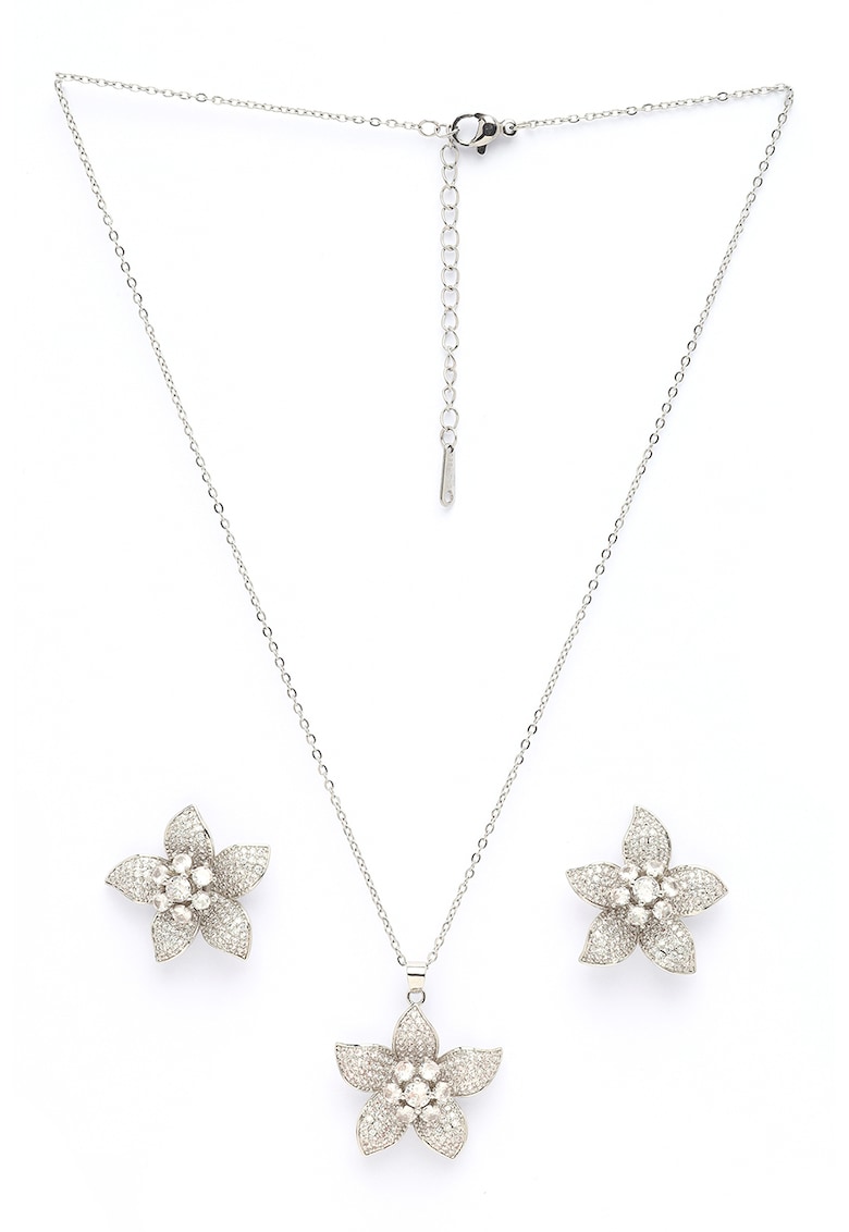 Set de cercei si colier cu elemente florale