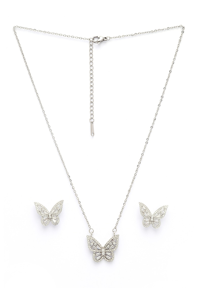 Set de colier si cercei cu elemente in forma de fluture