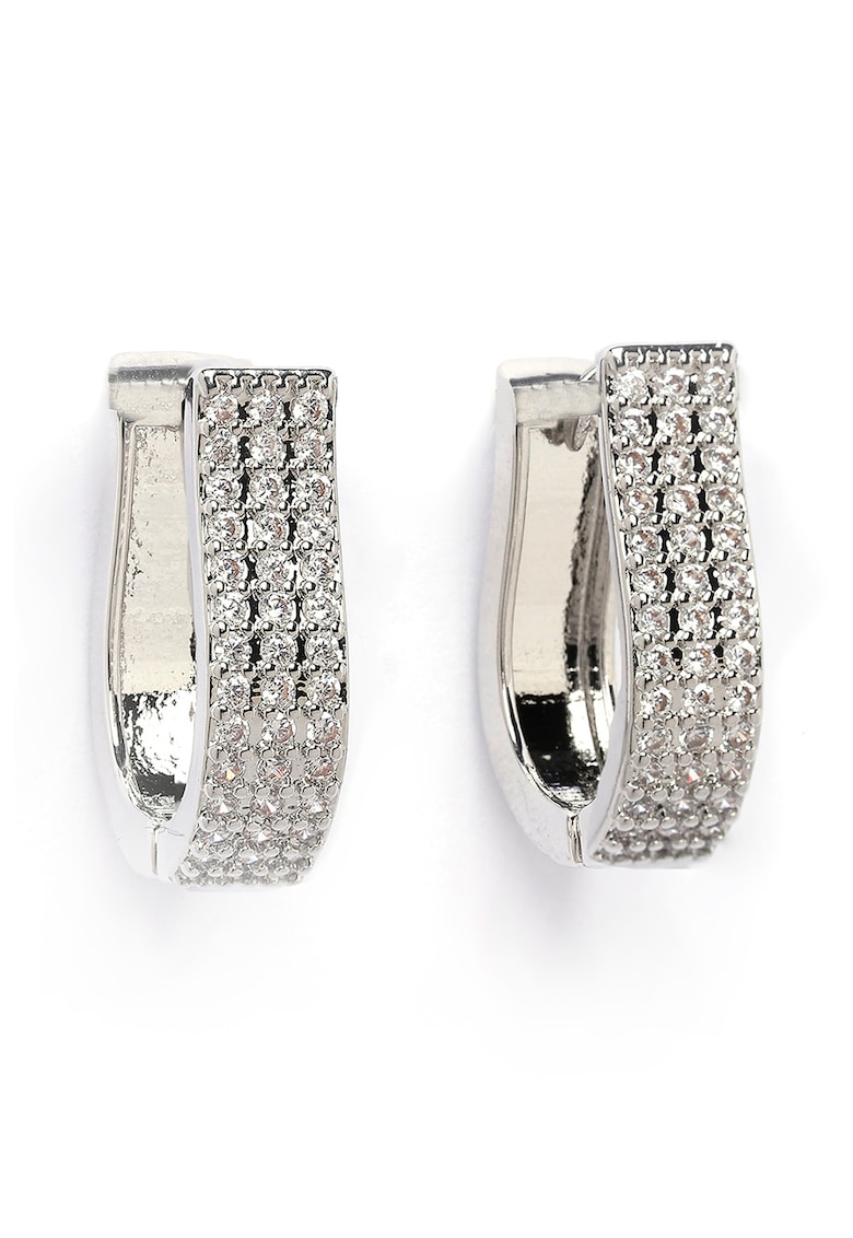 Cercei rotunzi dreptunghiulari Radiant - Argintiu/Transparent