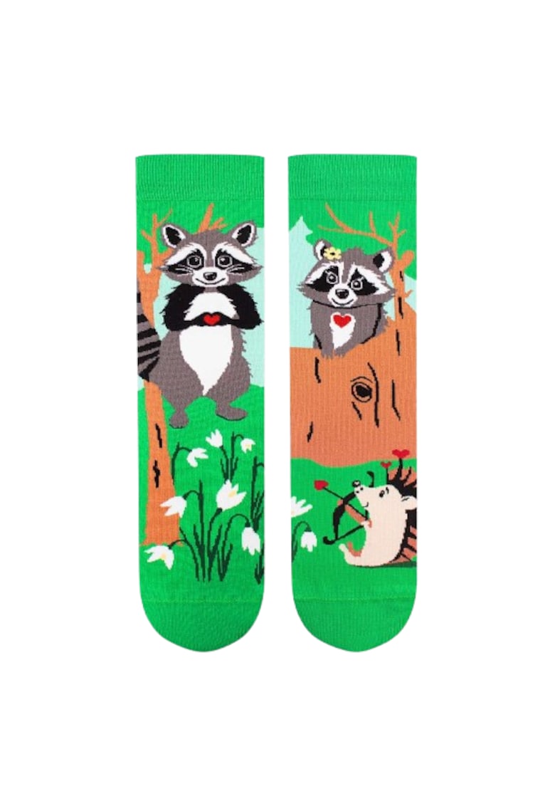 Sosete din bumbac organic Arty Socks Ratoni Indragostiti Verde