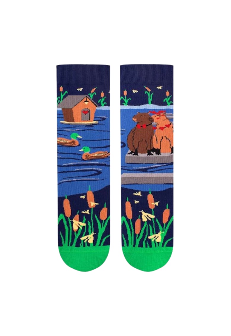 Sosete din bumbac organic Arty Socks Capybara Indragostita Albastru inchis