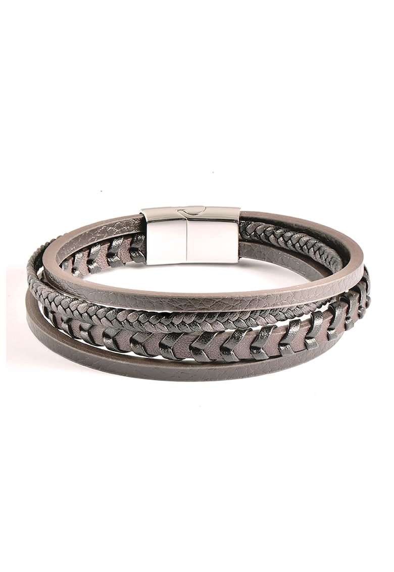 Bratara din piele si otel inoxidabil