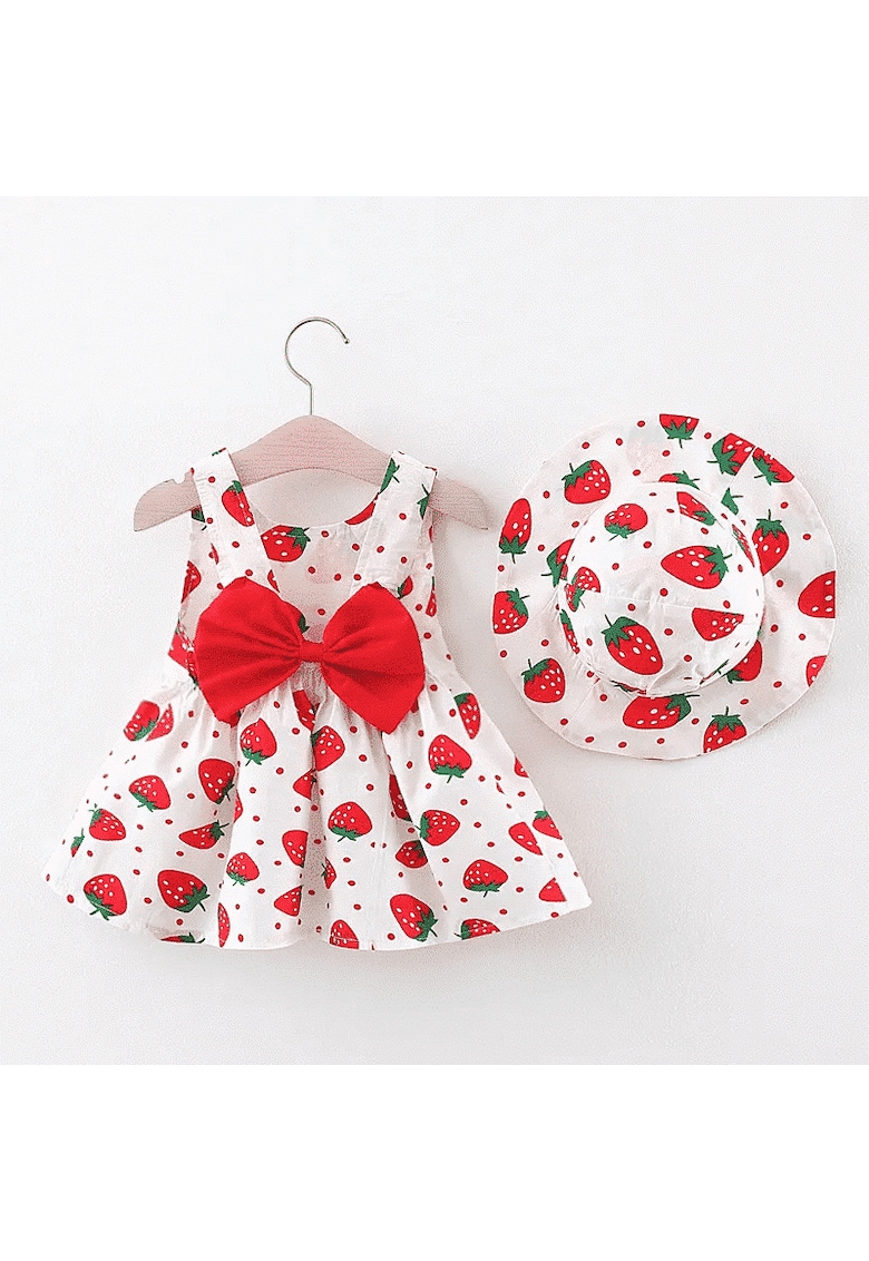 Set 2 piese - rochita si palarie - model cu capsuni -