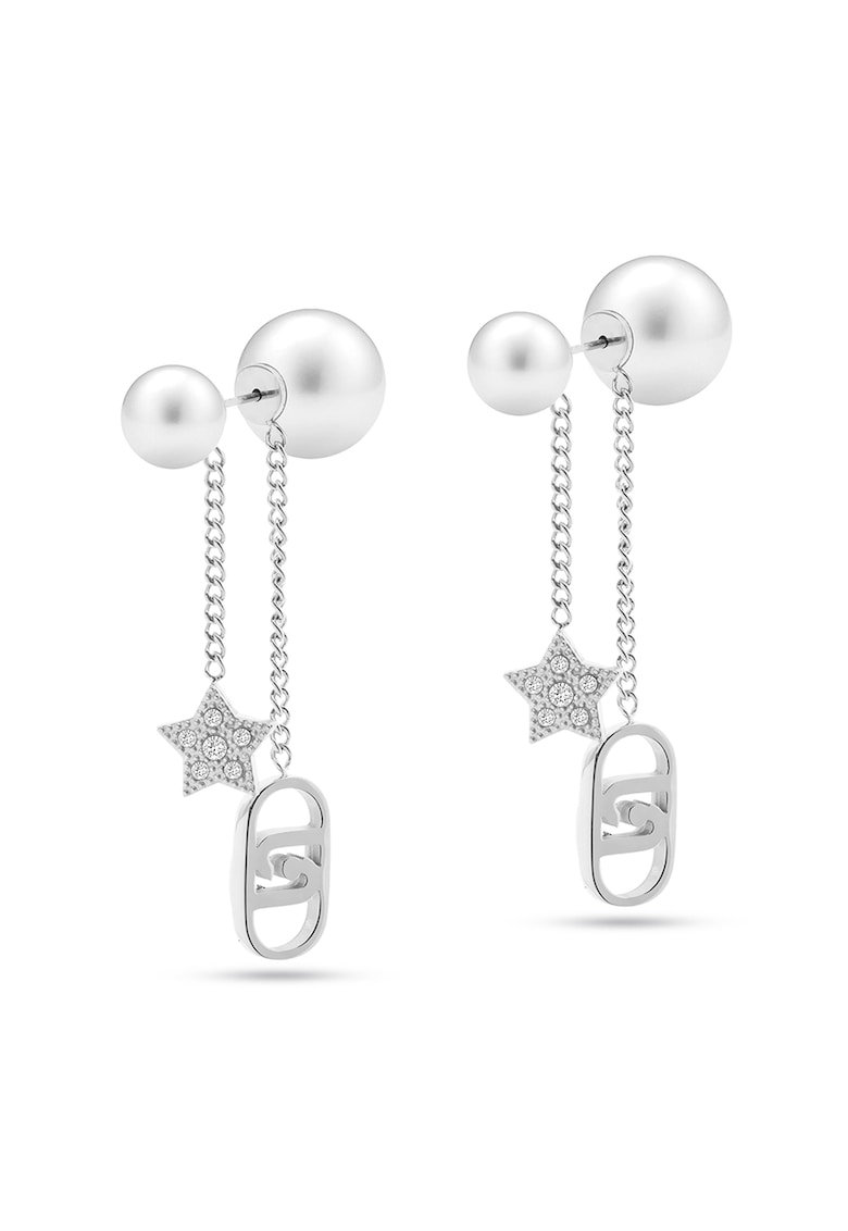 Cercei drop din otel inoxidabil decorati cu perle sintetice