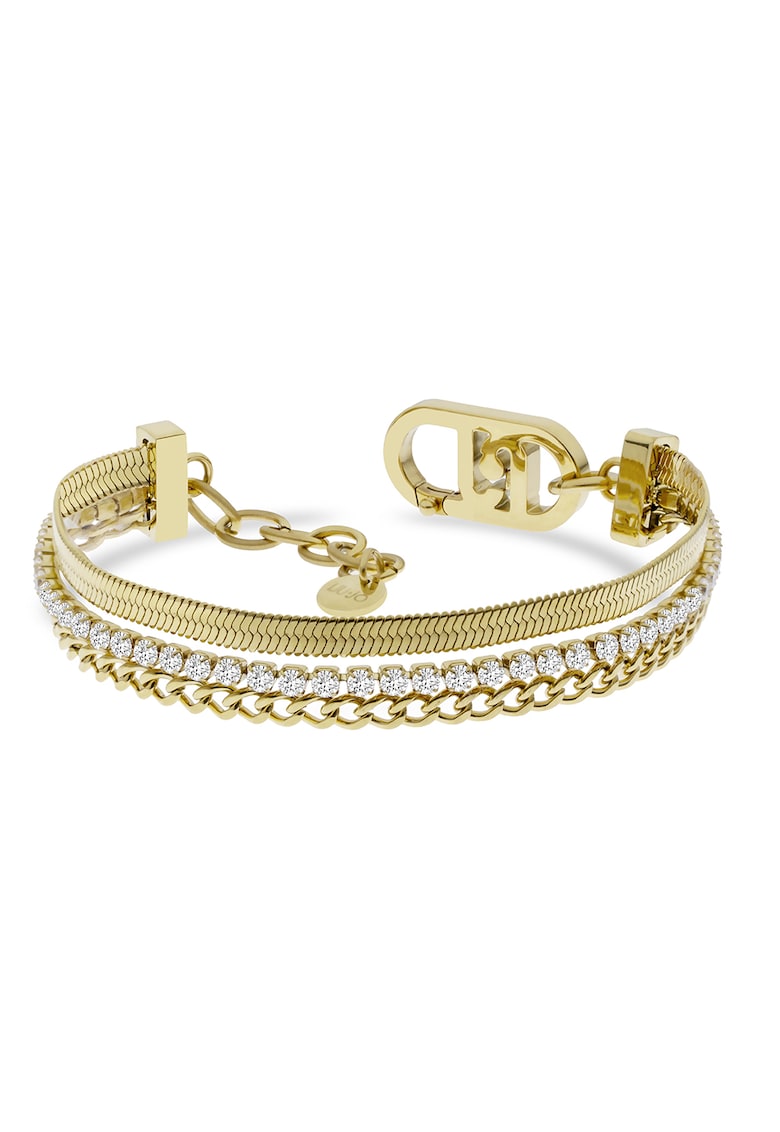 Bratara stratificata cu cristale - Auriu/Alb optic