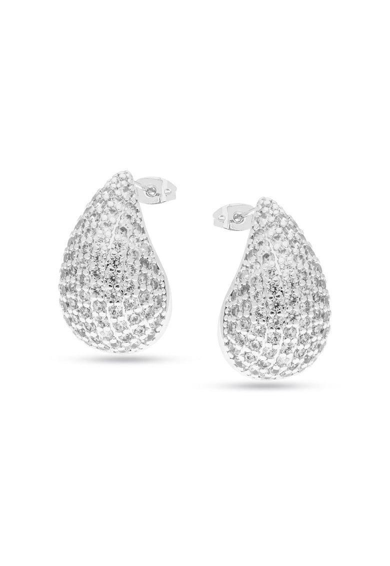 Cercei decorati cu cristale - Argintiu