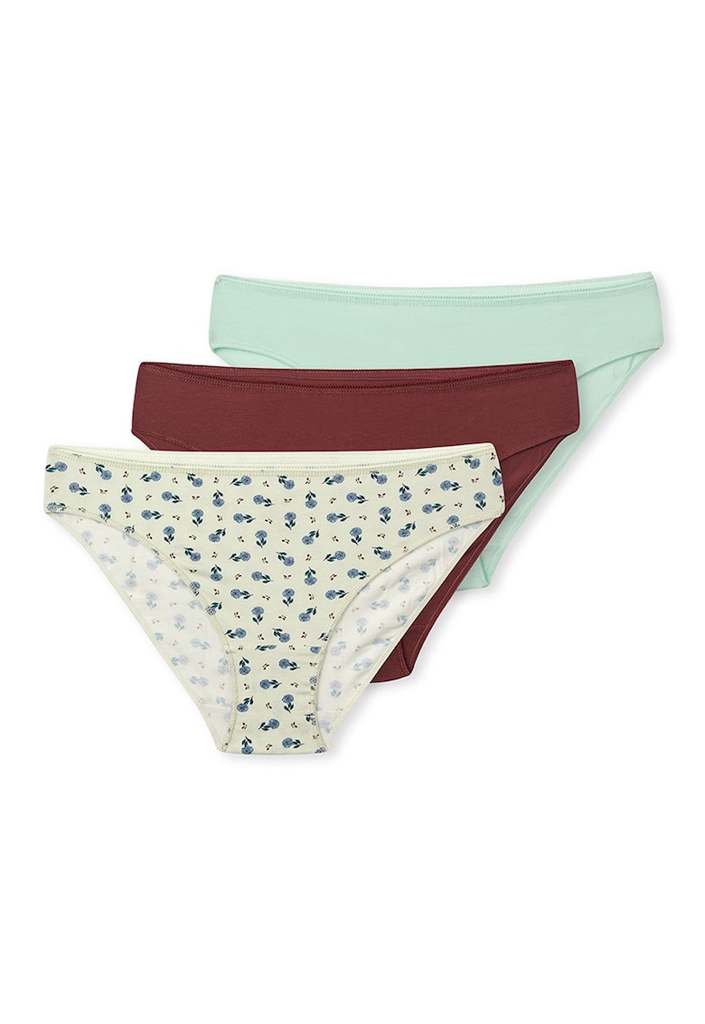 Set de chiloti din amestec de bumbac - 3 perechi - Visiniu/Verde deschis