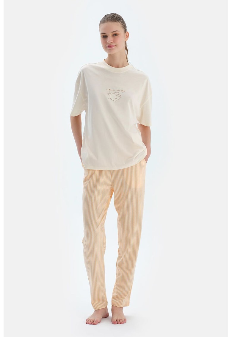 Pijama din amestec de modal cu imprimeu