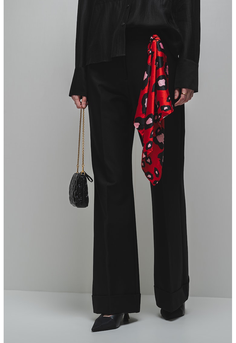 Pantaloni de trening cu croiala ampla si talie inalta