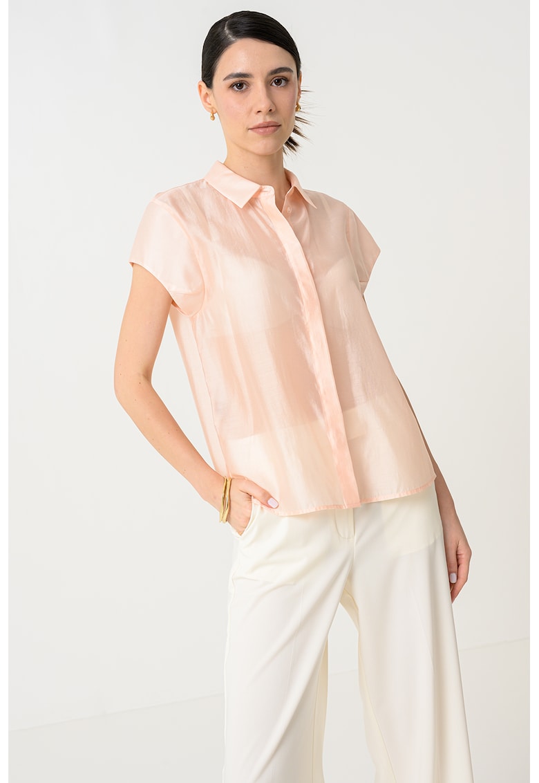 Camasa semi-transparenta cu maneci scurte