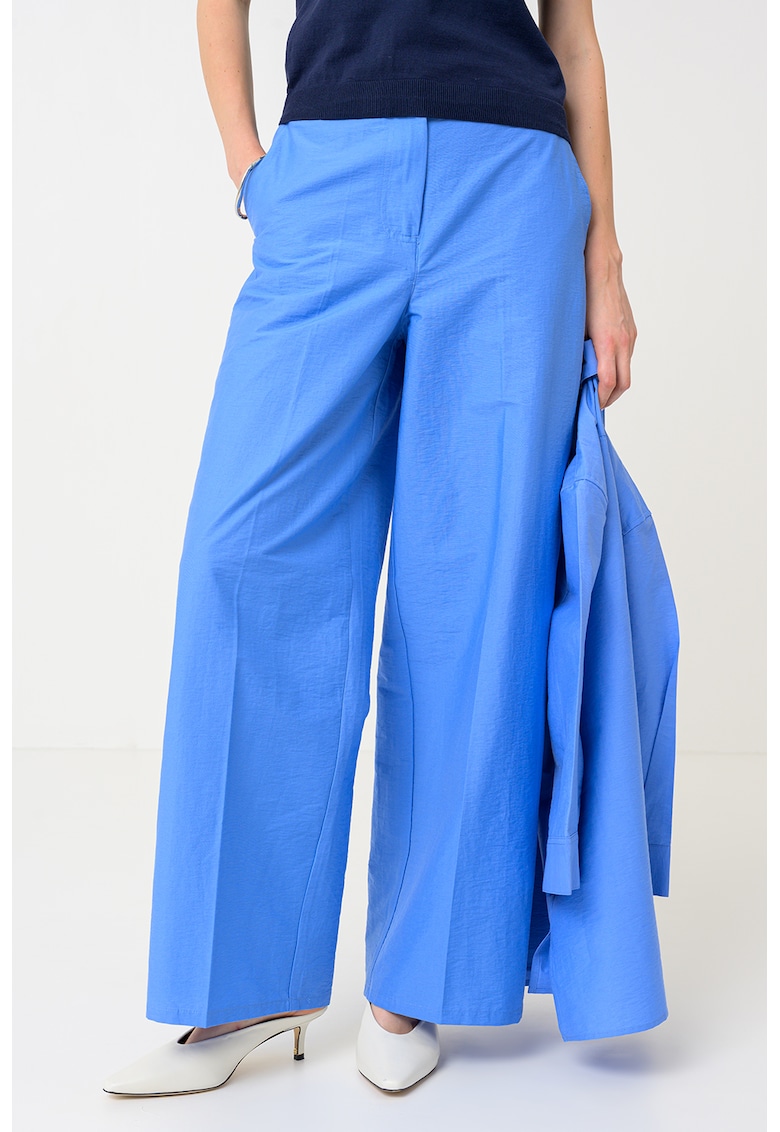 Pantaloni ampli cu talie inalta - Albastru deschis