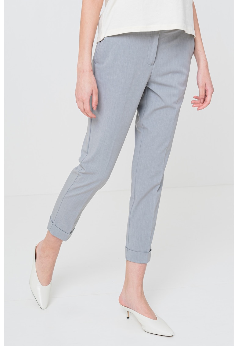 Pantaloni crop cu talie medie