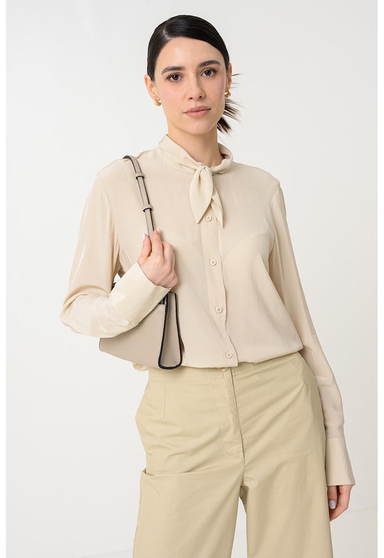 Camasa din amestec de matase cu funda din panglici