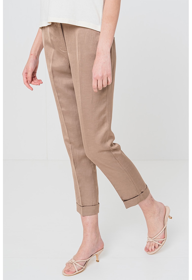 Pantaloni crop cu talie medie