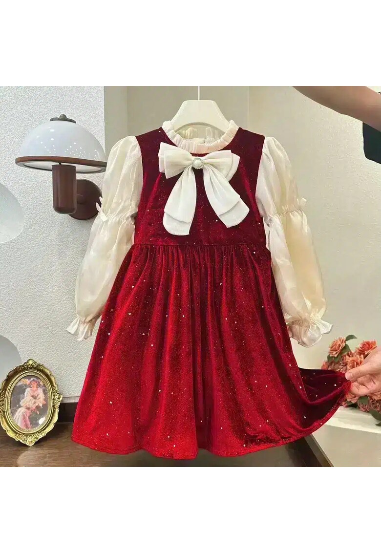 Compleu 2 piese - rochita rosie si bluza alba