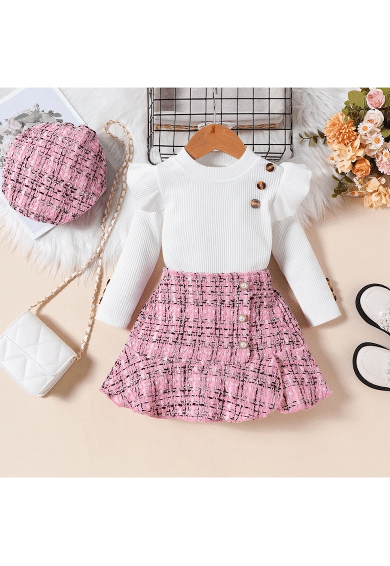 Compleu roz Melisa - pentru fetite - 2 piese - Roz