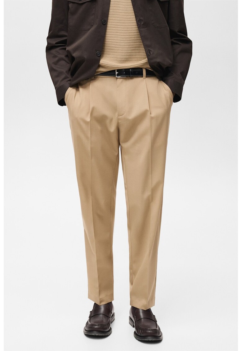 Pantaloni eleganti din amestec de lana - Maro nisip