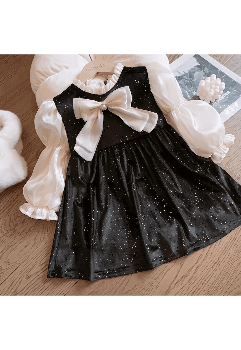 Rochie neagra - pentru fetite - cu sclipici