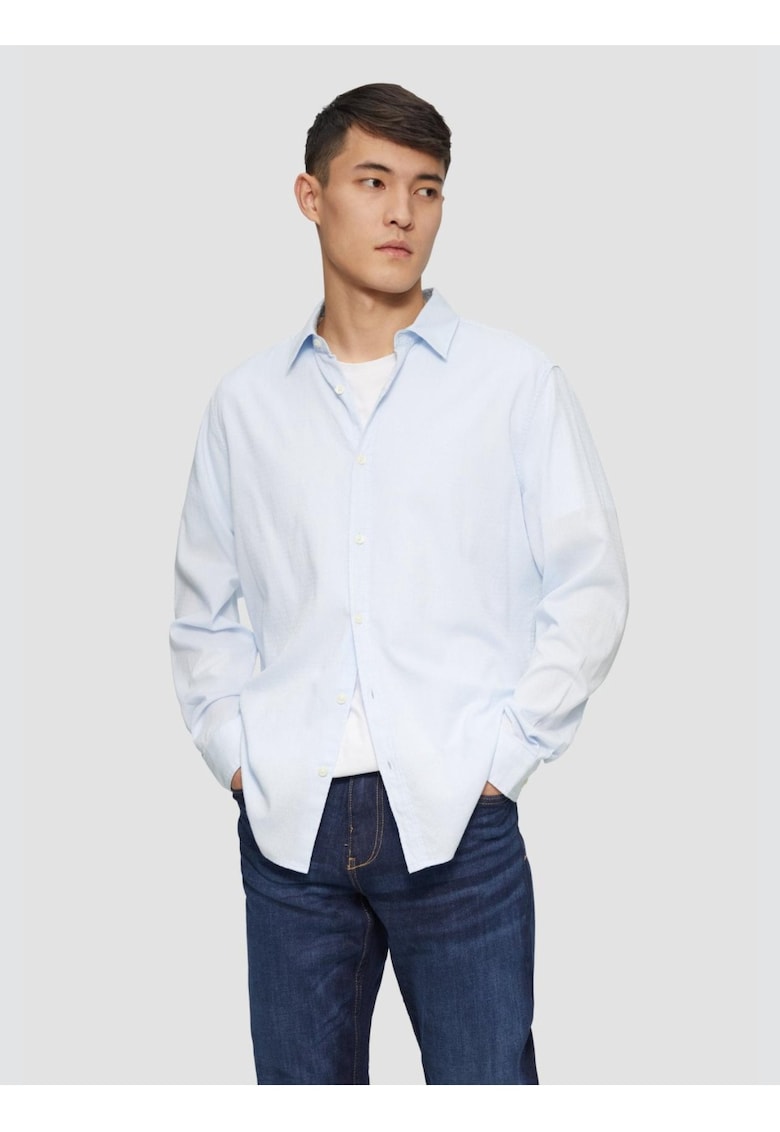 Camasa barbati cu maneca lunga - din bumbac - croiala Regular fit - Albastru deschis Camasa barbati cu maneca lunga - din bumbac - croiala Regular fit - Albastru deschis