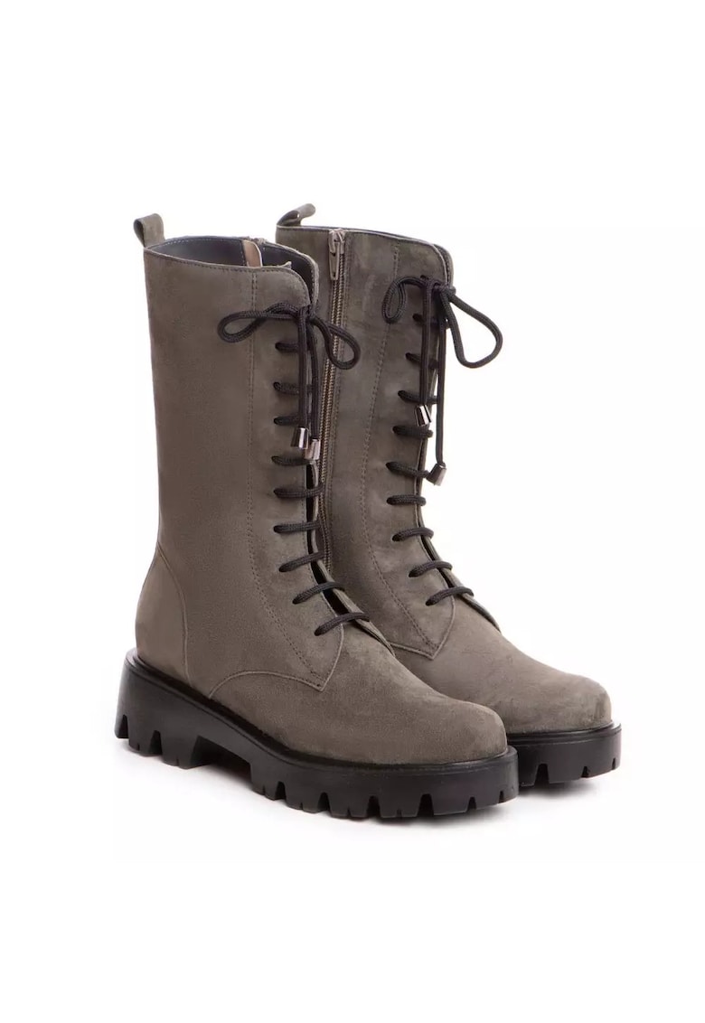 Bocanci dama  model 3611 piele velur gri petrol Bocanci dama  model 3611 piele velur gri petrol