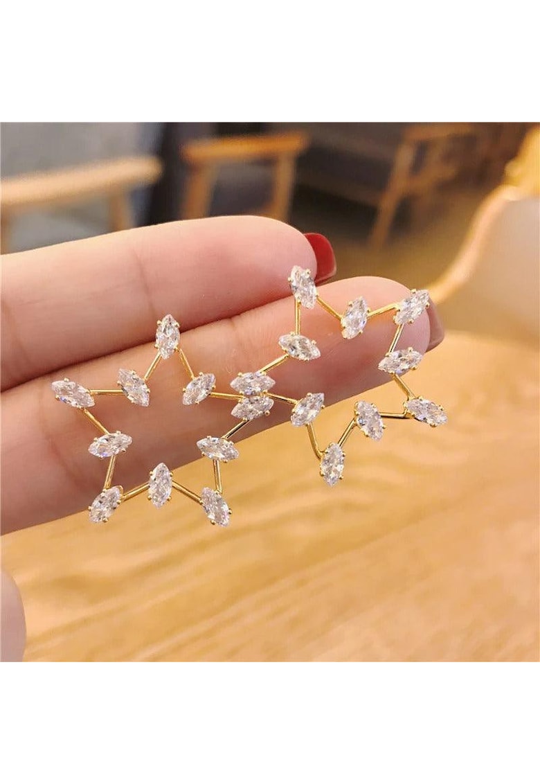 Cercei aurii - forma de stea - cu pietre - Pearly C9 -