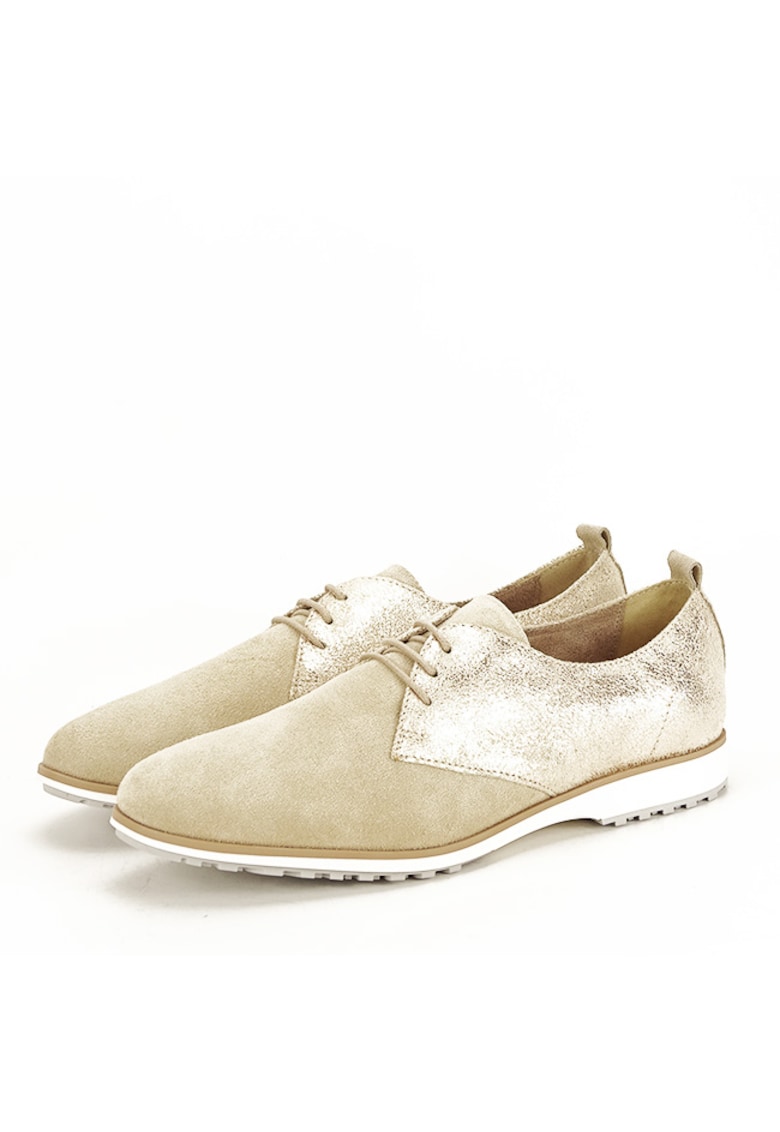 Pantofi oxford din piele naturala bej Selena 01 10055