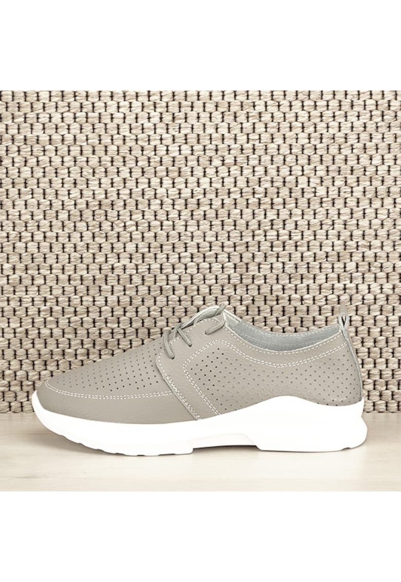 Pantofi piele naturala gri Angela M4 7656 - Gri