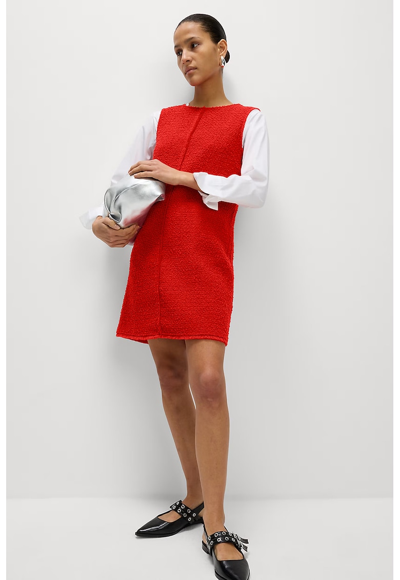 Rochie mini texturata - Rosu vermillion