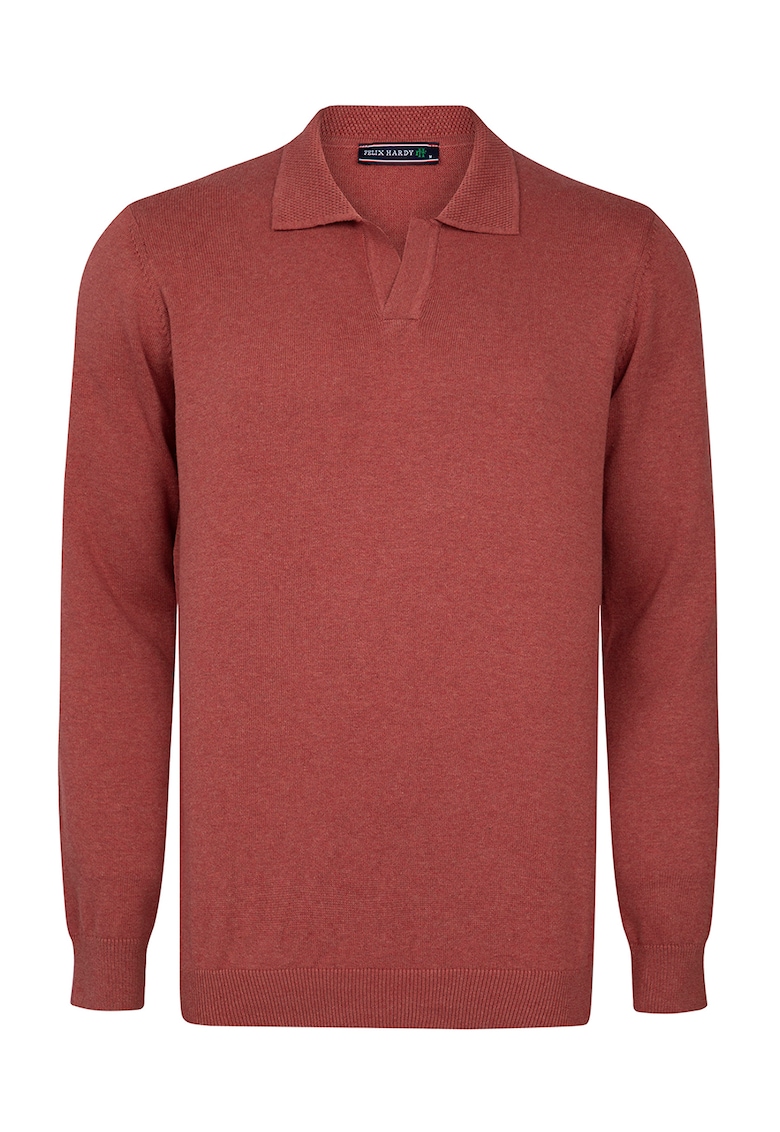 Pulover polo de bumbac cu model uni