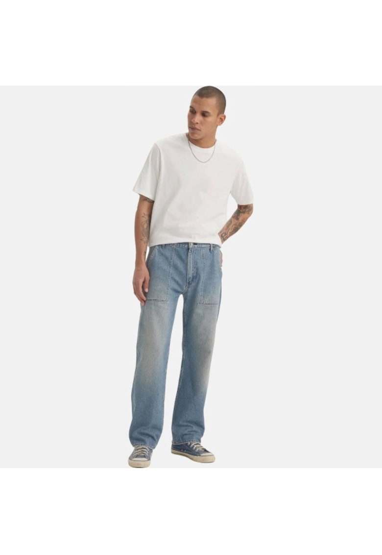 Blugi pentru barbati -  drepti - bumbac - albastru