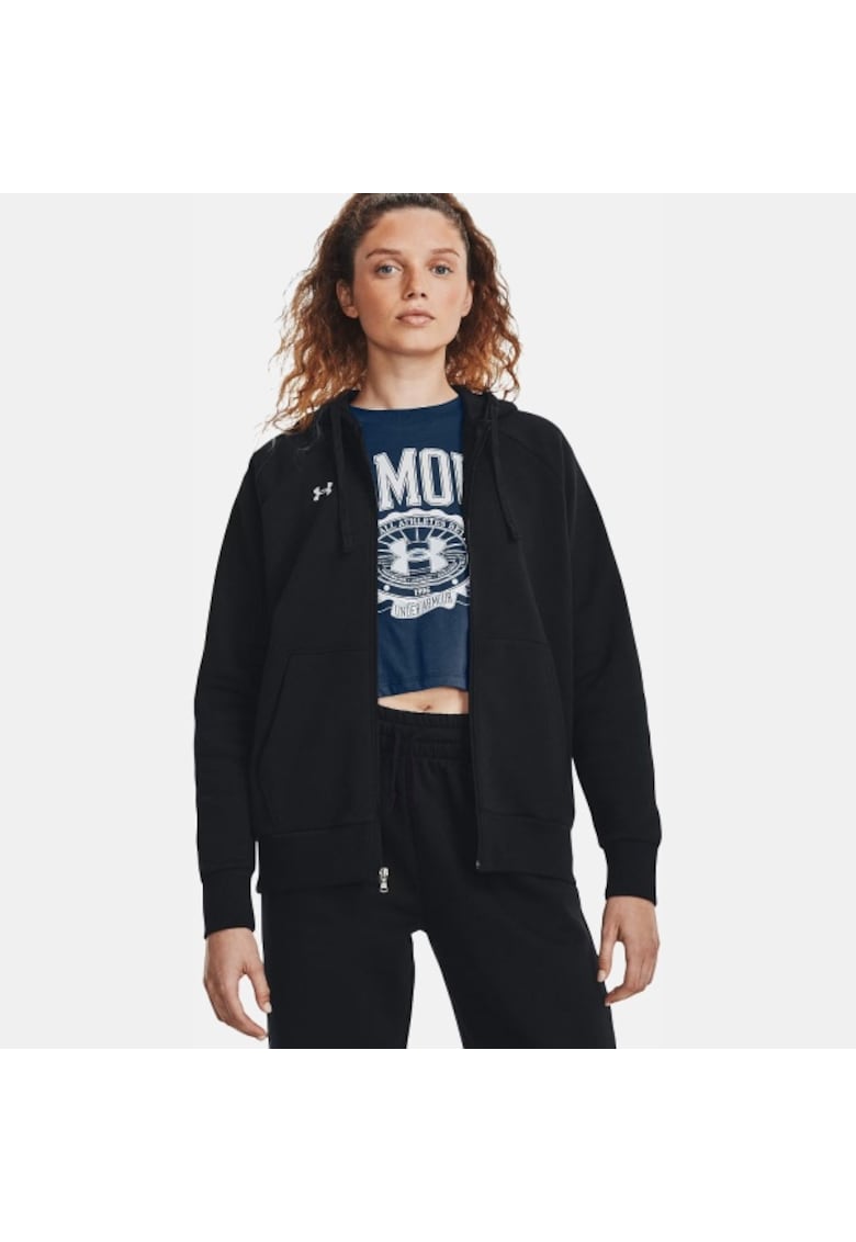 Jacheta sport dama - Rival Fleece - cu gluga - neagra - bumbac/poliester