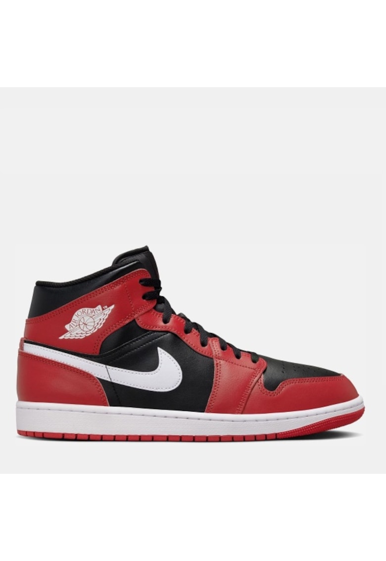 Pantofi sport pentru barbati Air Jordan 1 Mid - piele - negru/rosu