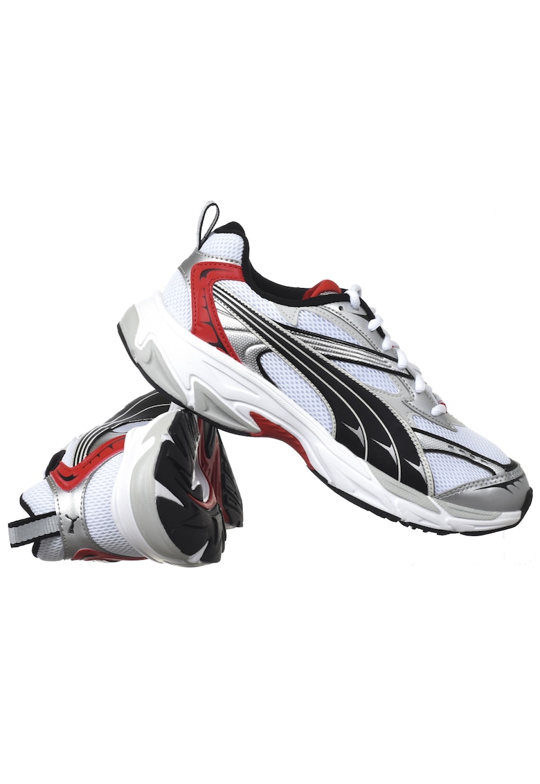 Pantofi sport barbati Morphic - material textil - siret - talpa de cauciuc ALB - Alb | Negru
