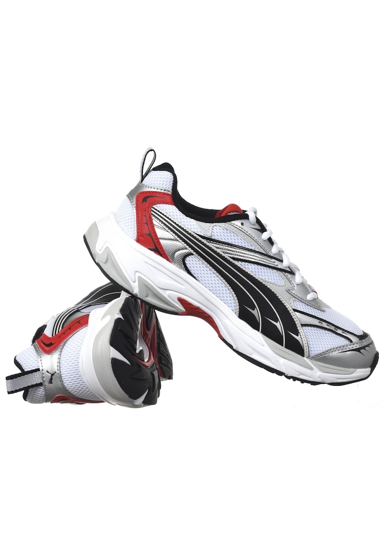 Pantofi sport barbati Morphic - material textil - siret - talpa de cauciuc ALB - Alb | Negru