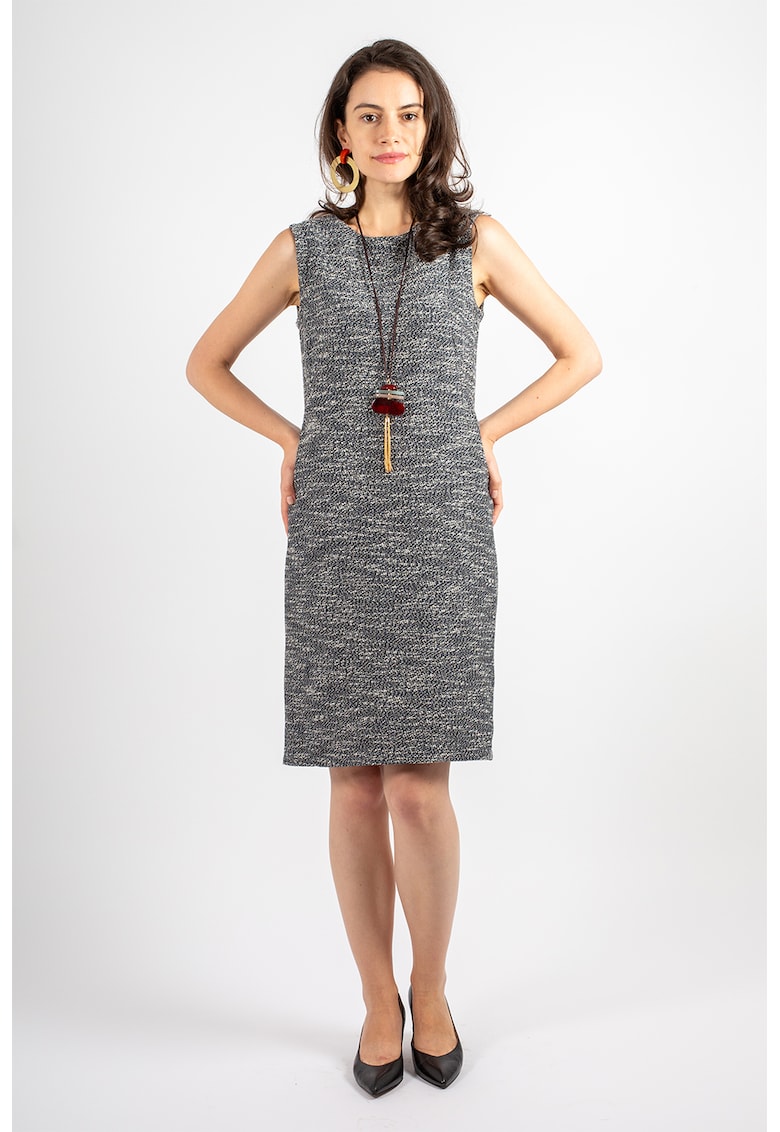 Rochie midi de bumbac - Gri melange