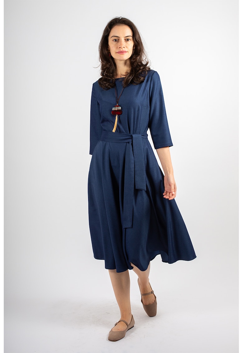 Rochie midi evazata Rania - Bleumarin