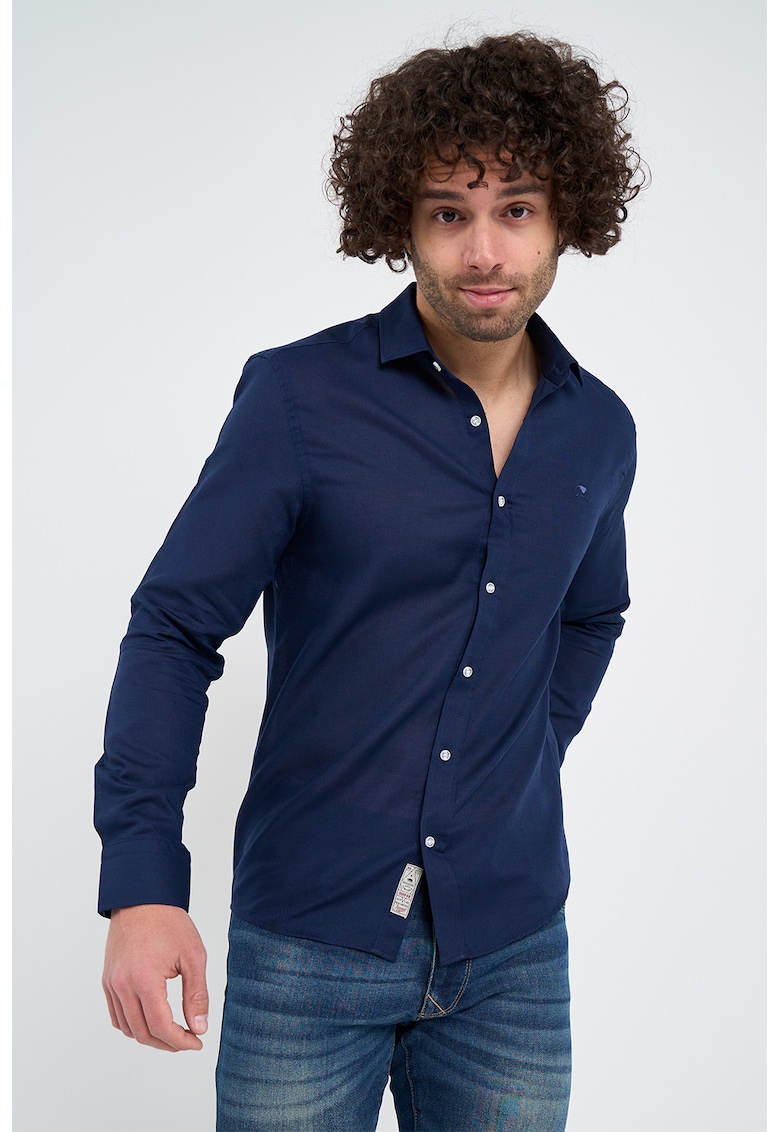 Camasa uni cu maneci lungi - Bleumarin