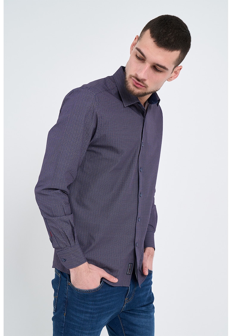 Camasa cu mansete cu nasturi - Bleumarin