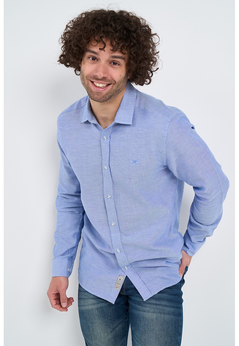 Camasa de bumbac cu maneci lungi - Albastru deschis
