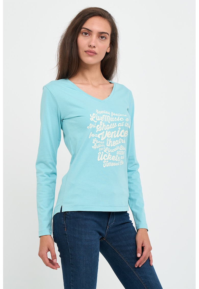 Bluza cu decolteu in V si text