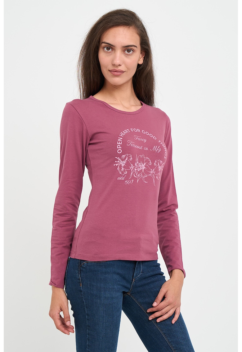 Bluza cu imprimeu si decolteu rotund