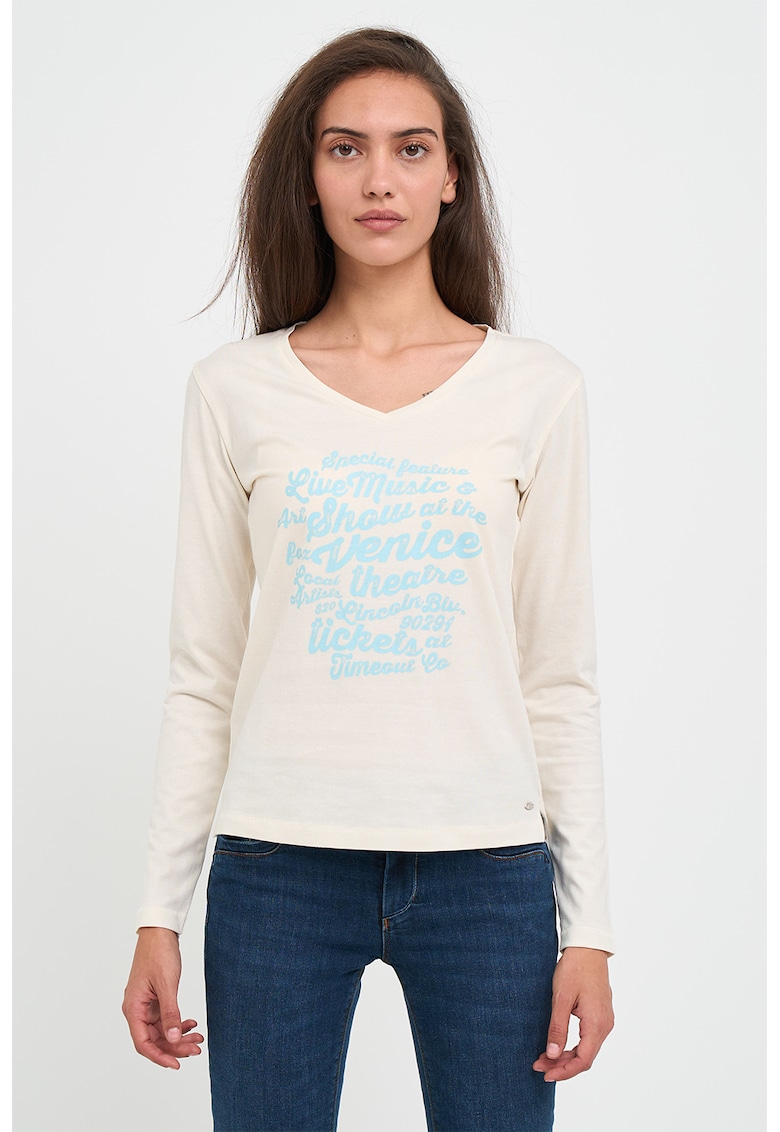 Bluza cu decolteu in V si text